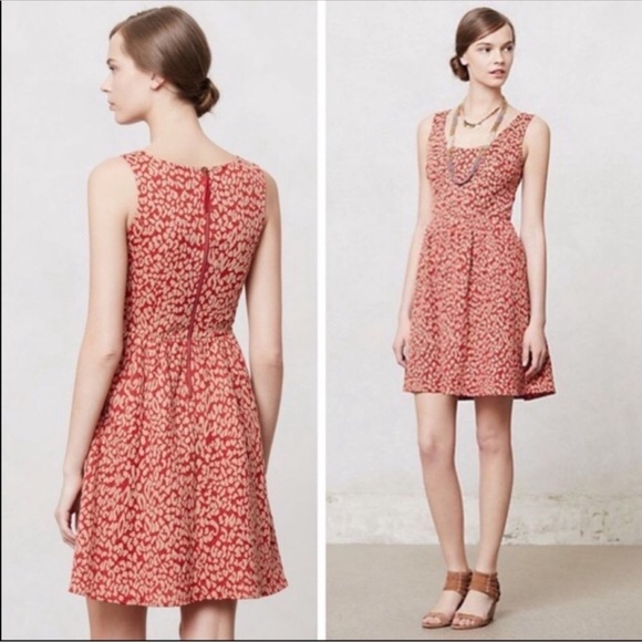 Anthropologie Maeve Red & Cream Sleeveless Exposed Zipper Knit Dress Small - Picture 1 of 8